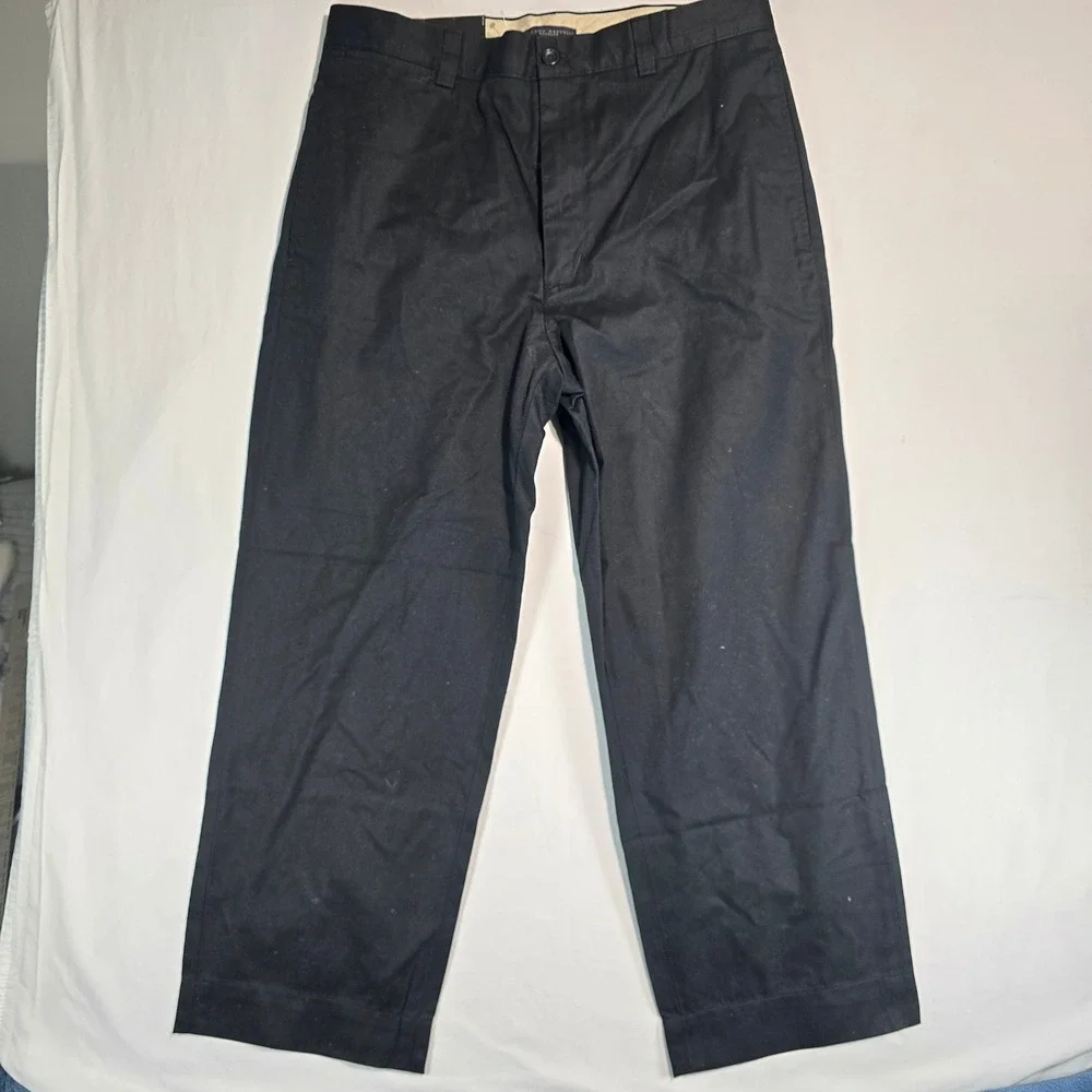 Banana Republic Emerson Chinos Mens 35x34 Black Relaxed Flat Front 136457-02
